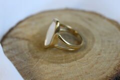 Moon Frame – Sedef Işıltılı Paslanmaz Çelik Yüzük