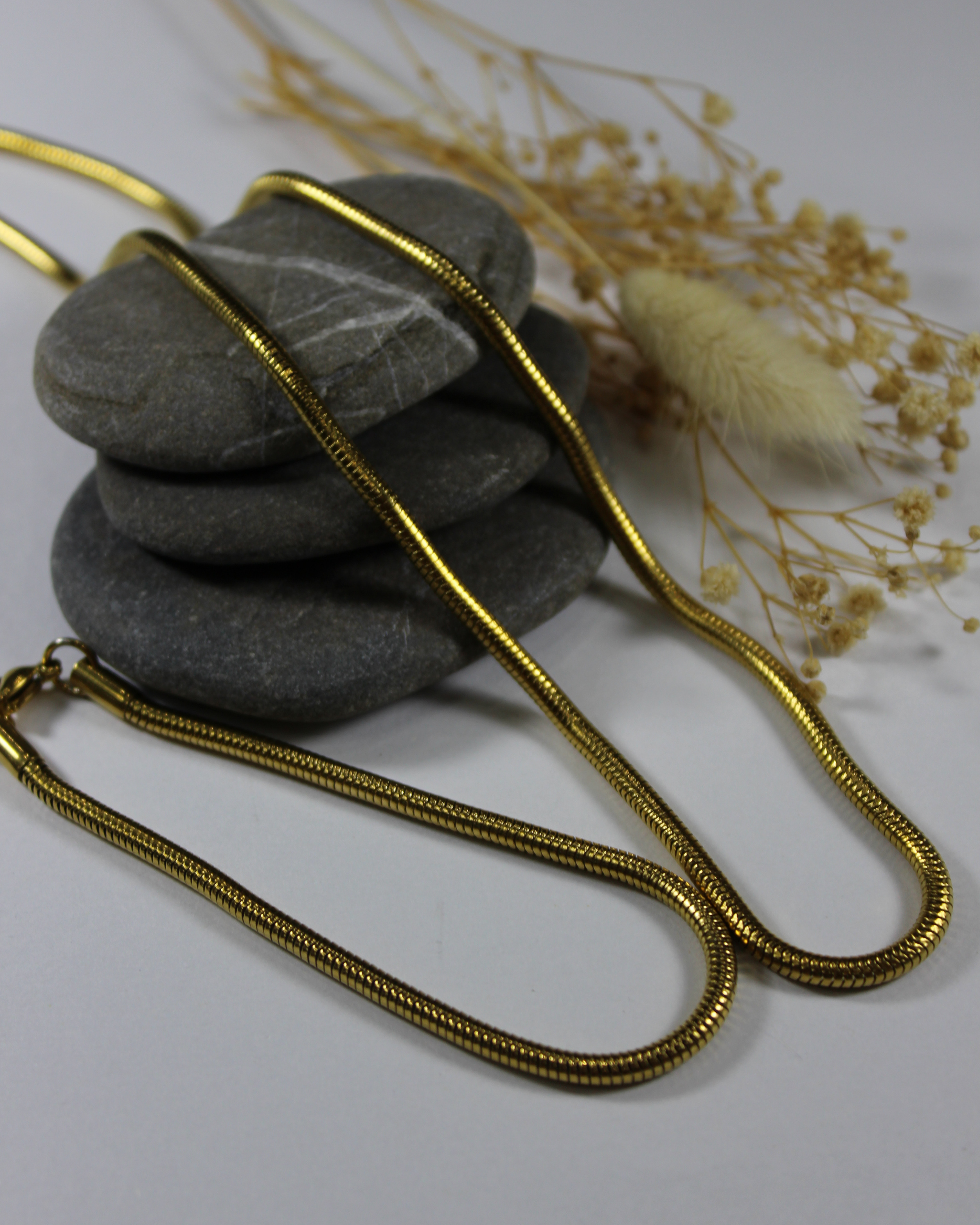 Yılan Model 2'li Gold Kolye Bilekli Seti