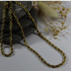 Halat Zincir Ve Bileklik Seti - Altın Kaplama