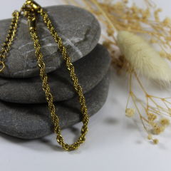 Halat Zincir Ve Bileklik Seti - Altın Kaplama