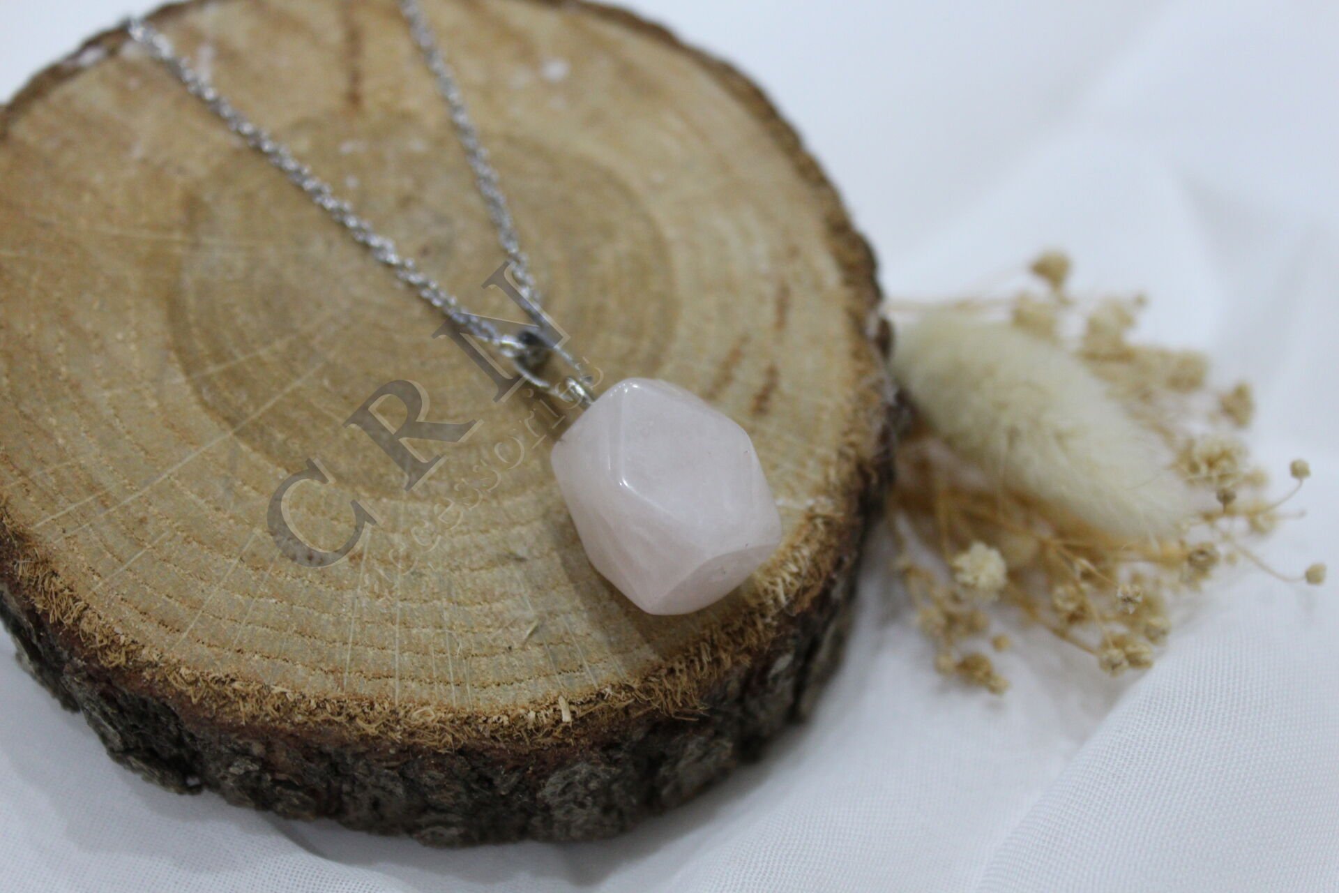 Blush Stone - Gül Pembesi Kuvars Taşı Kolye
