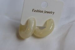 Polyester Tombul Halka Küpe - Vanilya