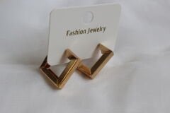 Edge & Glow – Köşeli Bronz Küpe
