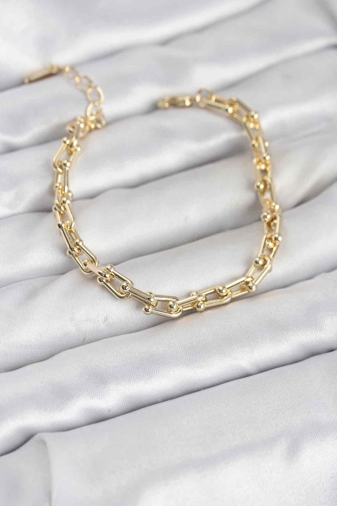 14K Gold Renk Tifani Model Pirinç Kadın Bileklik