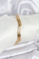 316L Çelik Gold Renk 65 mm Ajda Zikzak Model 3lü Kadın Bileklik
