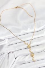 316L Çelik Zirkon Taşlı Güneş Ve Ay Model Gold Renk Kadın Kolye