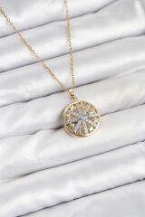 316L Çelik Zincir Gold Renk Zirkon Taşlı Kadın YILDIZ Kolye