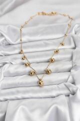 316L Çelik Zincir Gold Renk Topçuklu Kolye