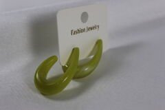 Polyester Elips Küpe - Haki Yeşil