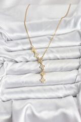 316L Çelik Zincir Gold Renk Yonca Model Kadın Kolye