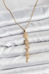 316L Çelik Zincir Gold Renk Kutup Yıldızı Enerji Model Kadın Y Kolye1