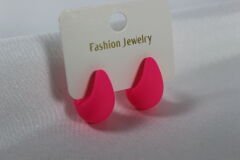 Polyester Damla Küpe - Mat Pembe