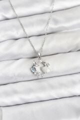 316L Çelik Zincir Gümüş Renk Deniz Tema Model Zirkon Taşlı Kadın Kolye