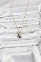 316L Çelik Zincir Gold Renk Gece Model Zirkon Taşlı Kadın Kolye