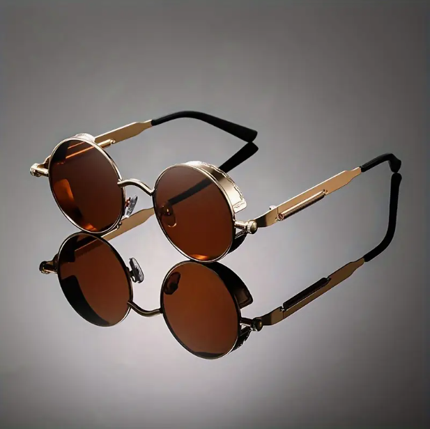 Chrono Tea Drop – Steampunk Yuvarlak Unisex Gözlük