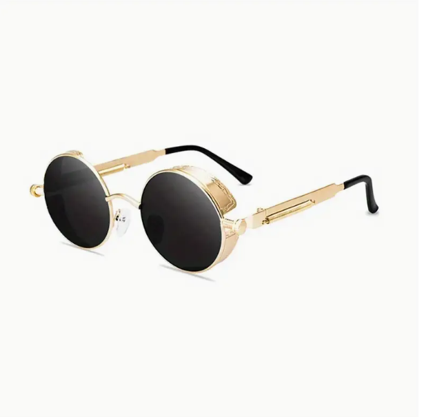 Chrono Gold Drop – Steampunk Yuvarlak Unisex Gözlük